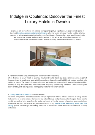 Indulge in Opulence_ Discover the Finest Luxury Hotels in Dwarka