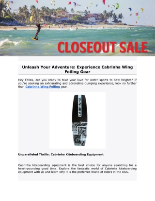 Unleash Your Adventure: Experience Cabrinha Wing Foiling Gear