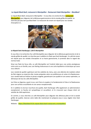 Le réputé Black Beef, restaurant à Montpellier - Restaurant Halal Montpellier – BlackBeef