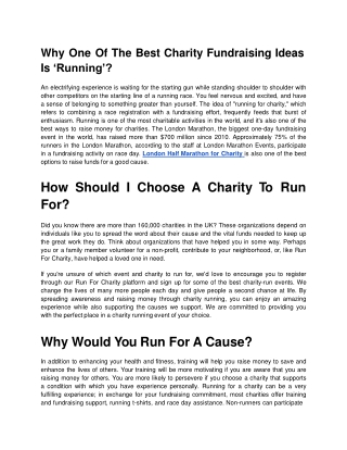 Why One Of The Best Charity Fundraising Ideas Is ‘Running’