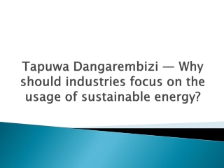 Tapuwa Dangarembizi — Why should industries focus on the usage of sustainable energy