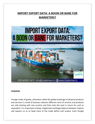 IMPORT EXPORT DATA A BOON OR BANE FOR MARKETERS