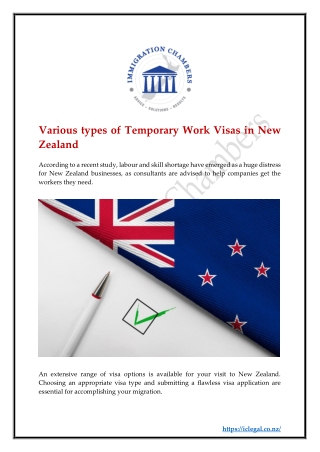 Various types of Temporary Work Visas in New Zealand