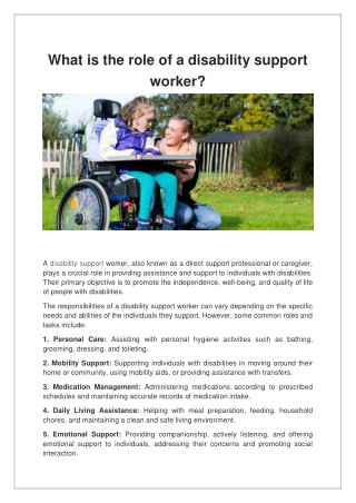 What is the role of a disability support worker