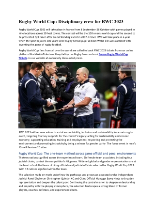 Rugby World Cup Disciplinary crew for RWC 2023
