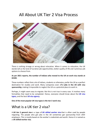 All About UK Tier 2 Visa Process