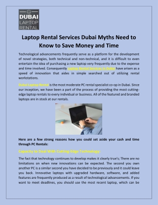 Laptop Rental Services Dubai Myths Need to Know to Save Money and Time