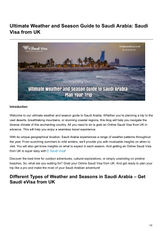 Ultimate Weather and Season Guide to Saudi Arabia Saudi Visa from UK