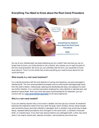 Everything You Need to Know about the Root Canal Procedure