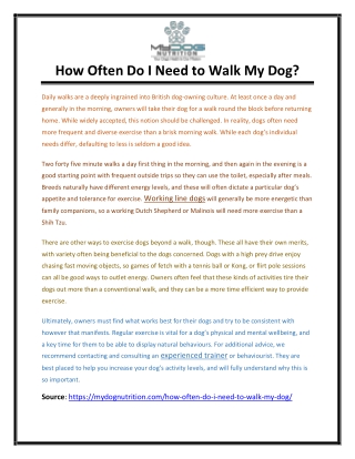 How Often Do I Need to Walk My Dog