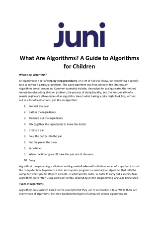 What Are Algorithms A Guide to Algorithms for Children.docx