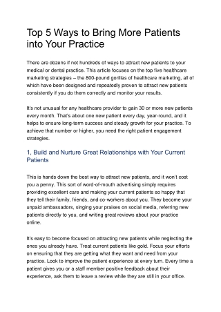 Top 5 Ways to Bring More Patients into Your Practice