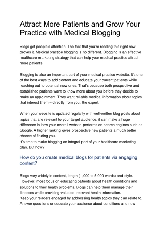 Attract More Patients and Grow Your Practice with Medical Blogging