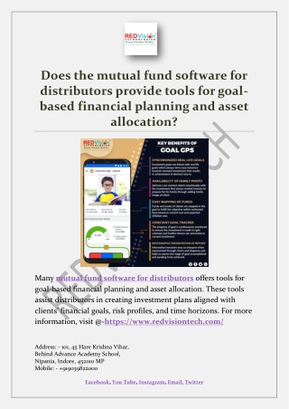 Does the mutual fund software for distributors provide tools for goal-based financial planning and asset allocation