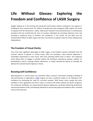 Life Without Glasses_ Exploring the Freedom and Confidence of LASIK Surgery