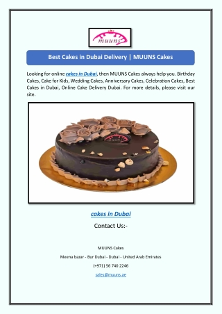 Best Cakes in Dubai Delivery | MUUNS Cakes