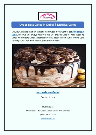 Order Best Cakes in Dubai | MUUNS Cakes