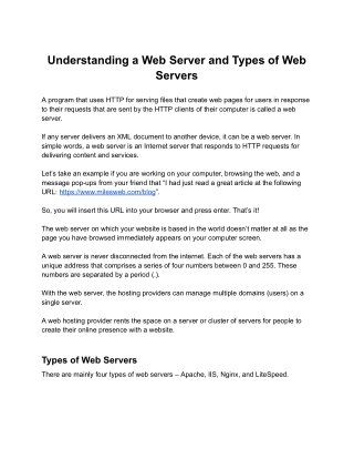 What is Web Server & It's Types