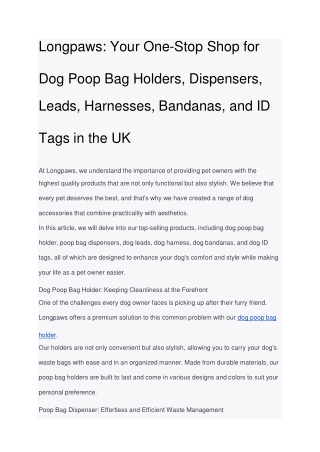 Longpaws Your OneStop Shop for Dog Poop Bag Holders