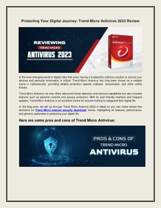 Protecting Your Digital Journey: Trend Micro Antivirus 2023 Review