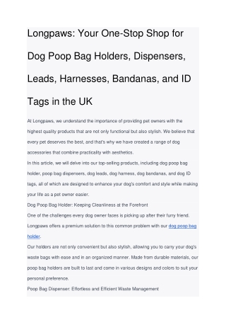 Longpaws Your OneStop Shop for Dog Poop Bag Holders