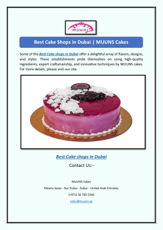 Best Cake Shops in Dubai | MUUNS Cakes