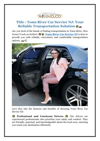 Toms River Car Service NJ: Your Reliable Transportation Solution
