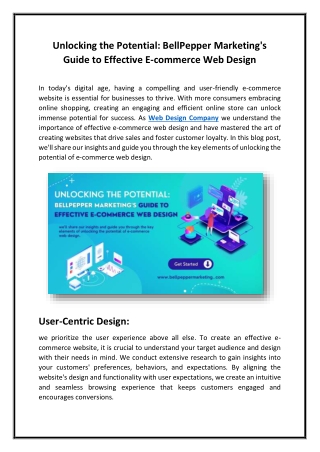 Unlocking the Potential BellPepper Marketing's Guide to Effective E-commerce Web Design