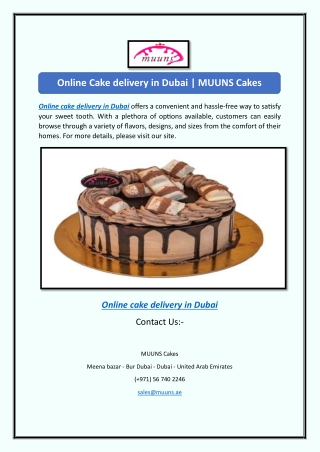 Online Cake delivery in Dubai | MUUNS Cakes