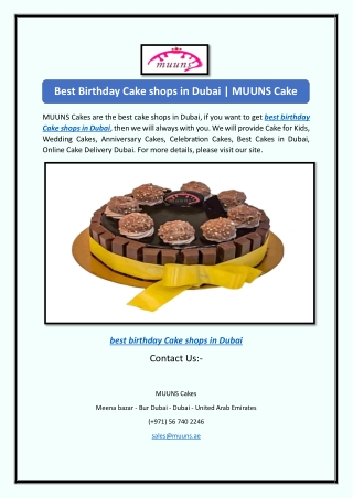 Best Birthday Cake shops in Dubai | MUUNS Cakes