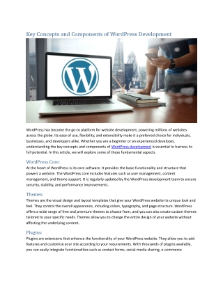 Key Concepts and Components of WordPress Development