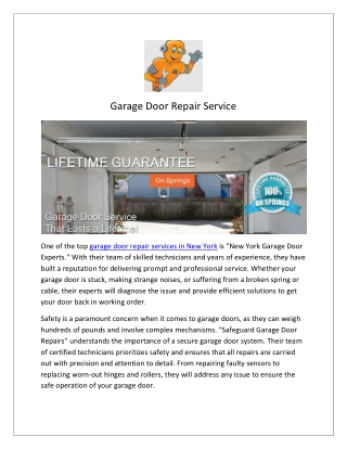 "Convenient Entry and Improved Safety: Garage Door Opener in new York”