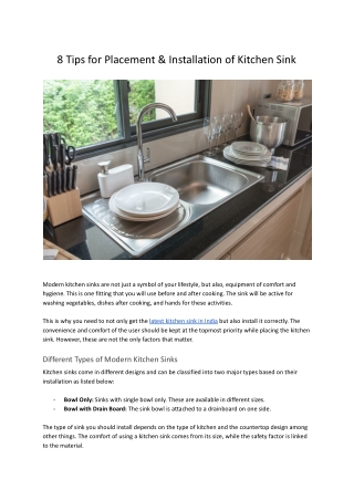 Tips for Placement Installation of Kitchen Sink.docx