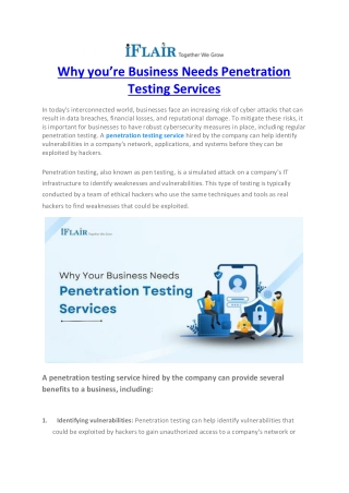 Why you’re Business Needs Penetration Testing Services