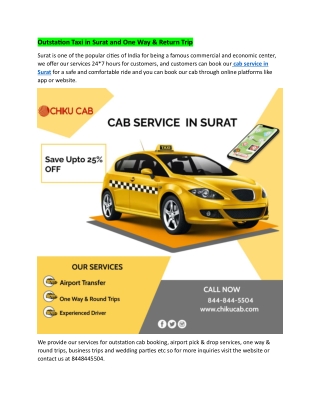 Outstation Taxi in Surat and One Way