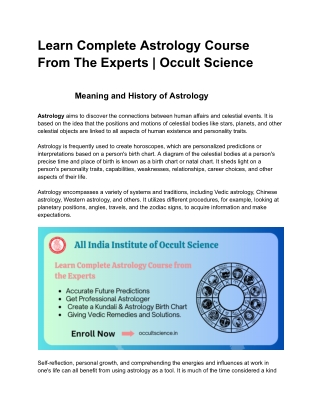 Learn Complete Astrology Course From The Experts | Occult Science