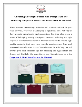 Choosing The Right Fabric And Design Tips For Selecting Corporate T Shirt Manufacturers In Mumbai