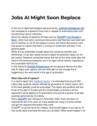 Jobs AI Might Soon Replace