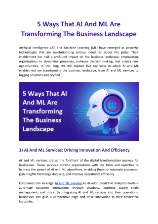 5 Ways That AI And ML Are Transforming The Business Landscape