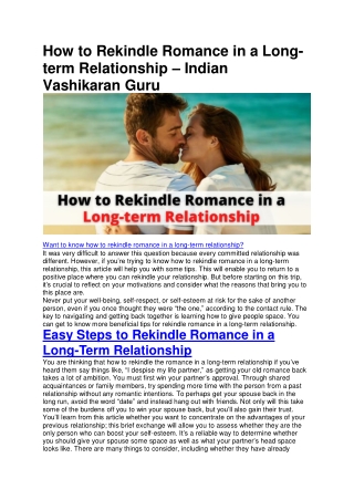 How to Rekindle Romance in a Long-term Relationship – Indian Vashikaran Guru