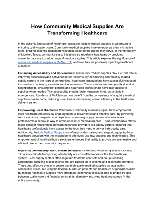 How Community Medical Supplies Are Transforming Healthcare