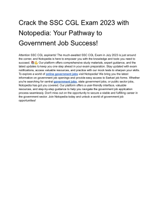 Crack the SSC CGL Exam 2023 with Notopedia_ Your Pathway to Government Job Success!