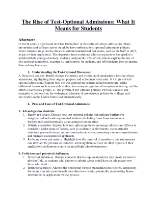 The Rise of Test-Optional Admissions- What It Means for Students