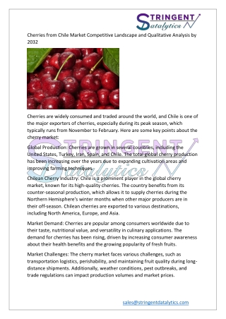 Cherries from Chile Market Competitive Landscape and Qualitative Analysis