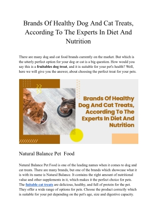 Brands Of Healthy Dog And Cat Treats, According To The Experts In Diet And Nutrition