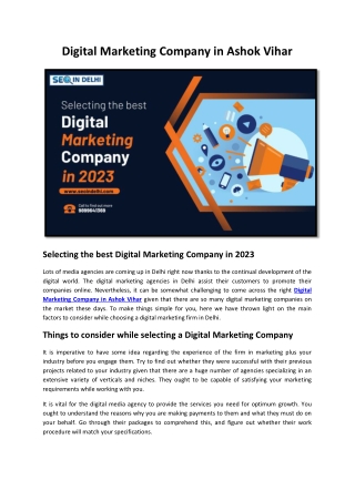 Digital Marketing Company in Ashok Vihar