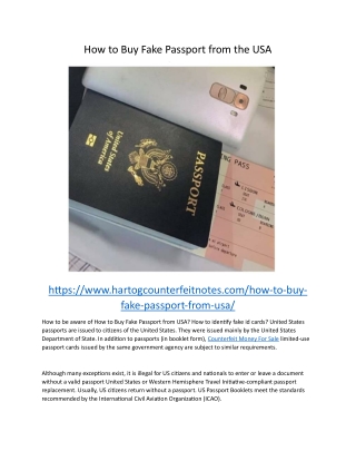 How to Buy Fake Passport from the USA