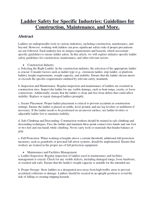 Ladder Safety for Specific Industries - Guidelines for Construction, Maintenance, and More.