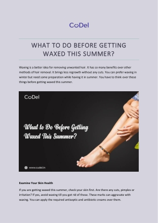 CuDel-what to do before getting waxed this summer?