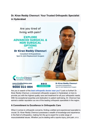 Orthopedic Specialist in Hyderabad